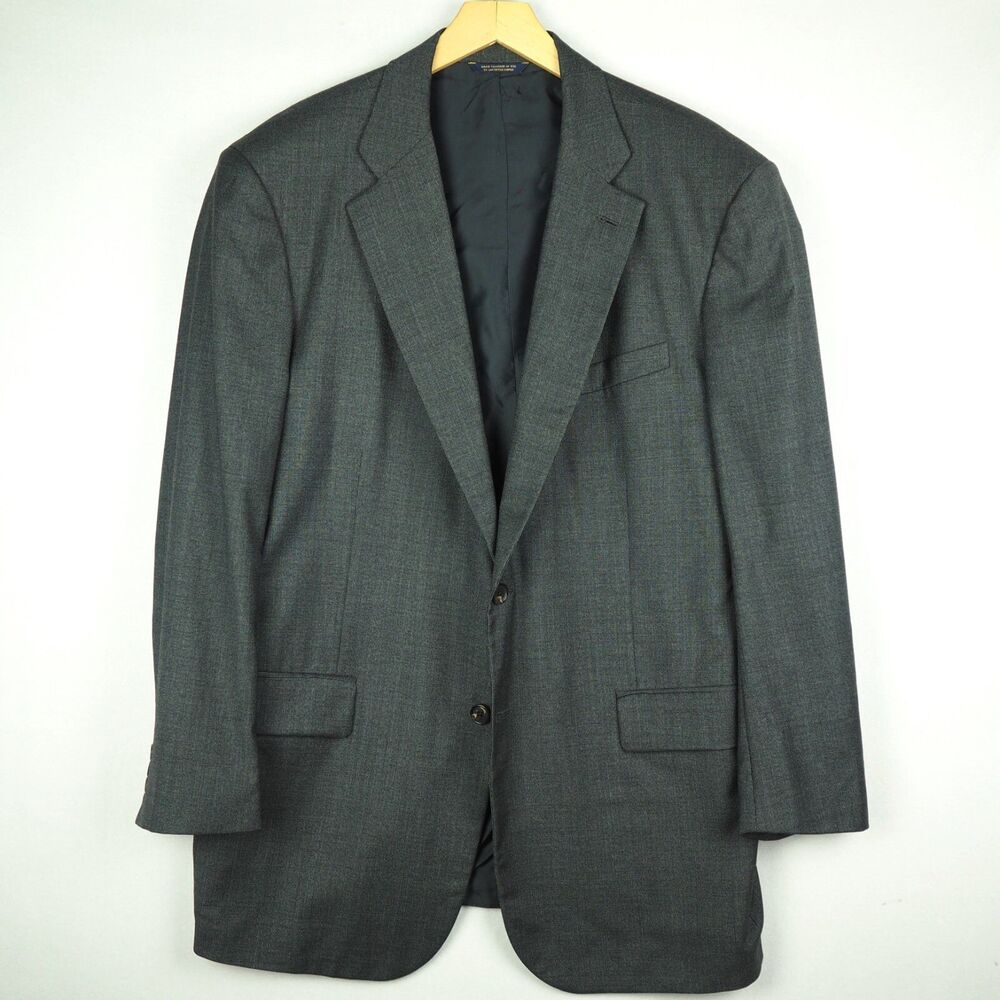 Brooks Brothers Wool Blazer Gray Sharkskin Mens 44L Sport Suit Coat Jacket READ